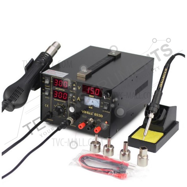 YIHUA 853D Hot Air Rework Soldering Iron Station, DC Power Supply