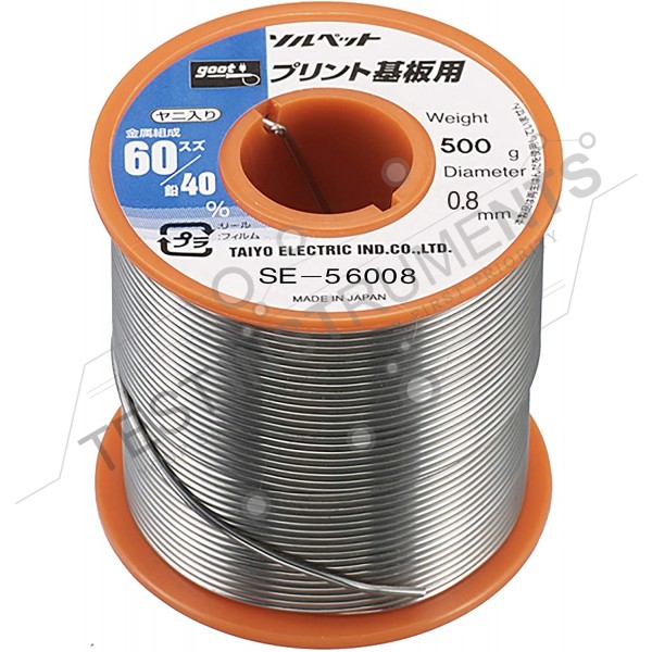 SE-56008 Goot Japan (0.8 mm), 60 Tin, 40 Lead, 17.6 oz (500 g)