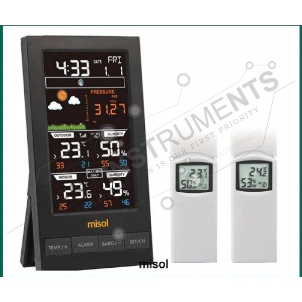 WN2810CA MISOL WIRELESS WEATHER STATION WITH 2 SENSOR, 3 CHANNELS, COLOR SCREEN