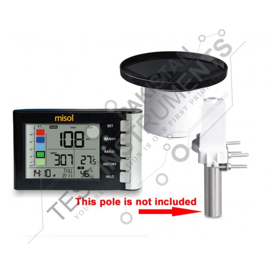 WH5360 MISOL RAIN GAUGE, LCD DISPLAY, TEMPERATURE HUMIDITY MEASUREMENT