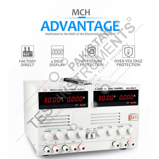 MCH-305D-II Dual power supply, 0-30V/5A