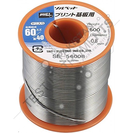 SE-56008 Goot Japan (0.8 mm), 60 Tin, 40 Lead, 17.6 oz (500 g)