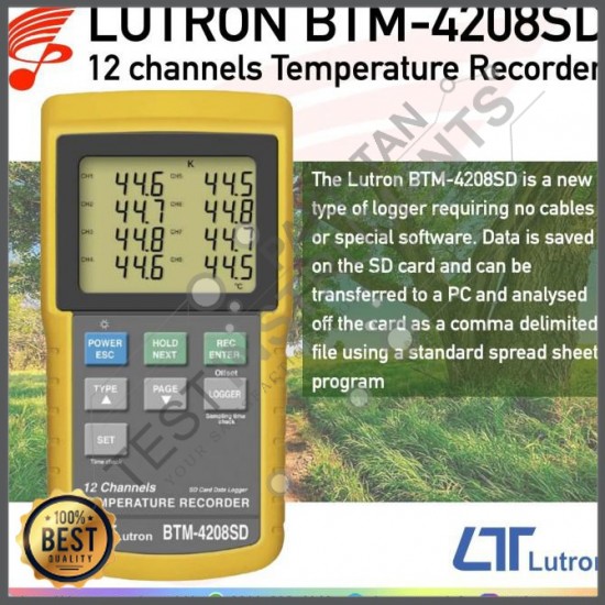 Lutron BTM4208SD 12 channels TEMPERATURE RECORDER
